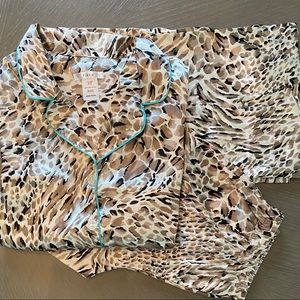 Pink K Satin Pajama Set, Size Medium